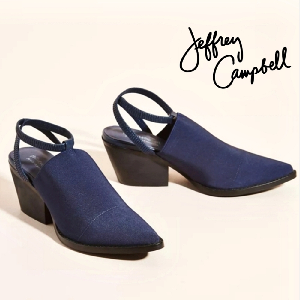 ANTHRO X JEFFREY CAMPBELL Elasto Stacked Heel Strappy Mules 8-NIB/ JC 2021'